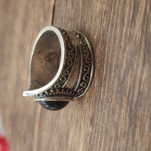 Sterling silver onyx royal ring size 11 R419 - Picture 3 of 5